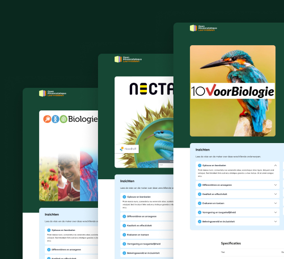 Voorbeeld van methode-omslagen zoals ze in de catalogus getoond worden